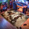Pinto Paint Running Horse Dust Storm Print Area Rug Wildlife Animal Non Slip Rectangular Floor Mat Horse Lover Gaming Room Bedroom Decor Rug