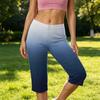 Women's High Waist Capri Pants with Pockets and Button Closure Casual Athletic Yoga Pants with Printed Design Comfortable Fit