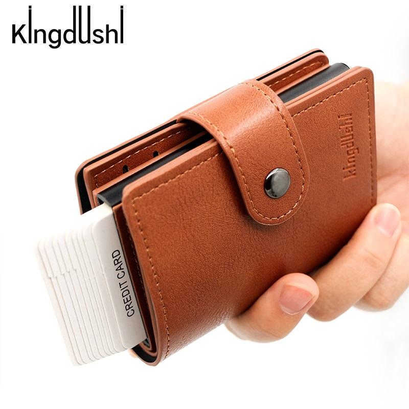 

Держатель кредитной карты Мужчины Кошелек Алюминиевая коробка Банк PU Кожаные кошельки с денежным зажимом Дизайнер Держатель карты