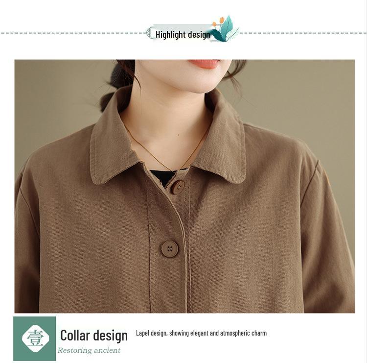 Plus Size Spring/Autumn Loose Casual Jacket for Middle-Aged Women
