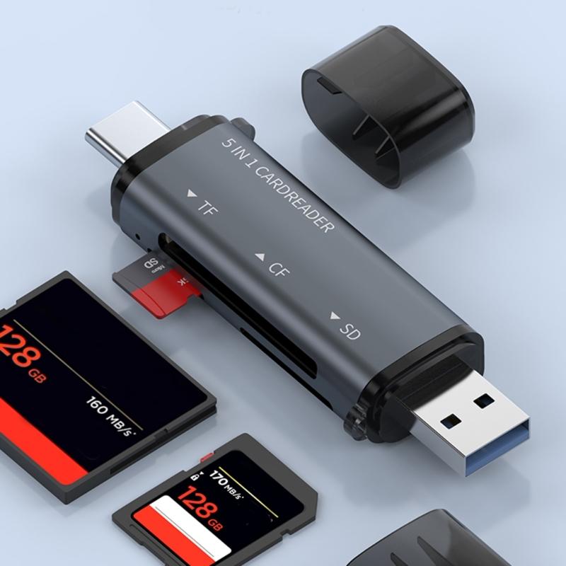 Universal USB C Card Reader Aluminum Alloy Adapter Compatibles TF Cards Up To 1TB Storage Support