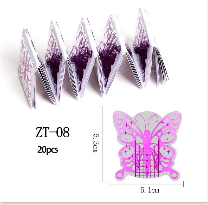 Nail Extension Paper Forms - Square Butterfly UV Gel & Acrylic, 20 To 100 Pcs