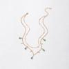 Simple and Stylish Green Diamond-encrusted Water Drop Necklace Alloy Chain Water Diamond Neck Chain