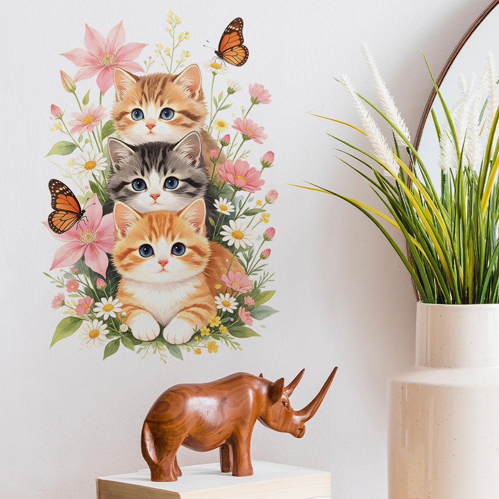 Cat Cartoon Decal Static Cling Wall Fridge Car Sticker Multipurpose Removable DIY Decor