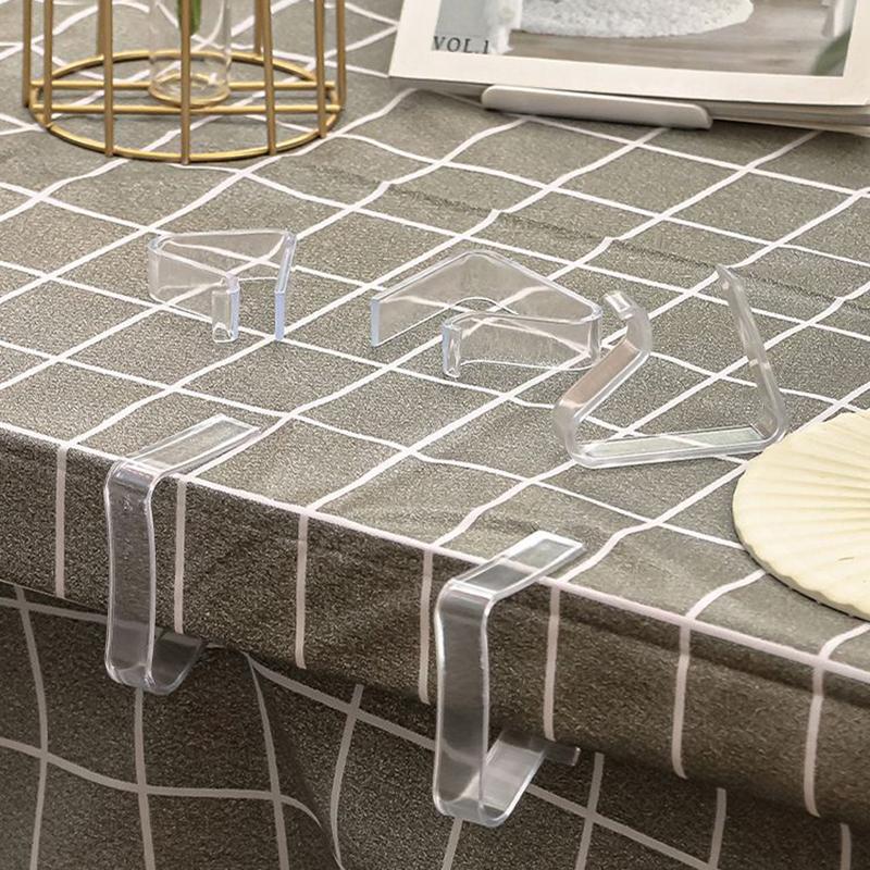 4pcs-Tablecloth Fixture, Clear Plastic Tablecloth Clips - Transparent Table Cloth Hold Down Clips For Indoor And Outdoor