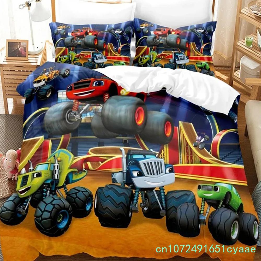 3D Print Blaze N Monster Machines Bedding Set Cartoon Duvet Cover Double Twin Full Queen King Adult Boys Bedclothes Quilt Cover