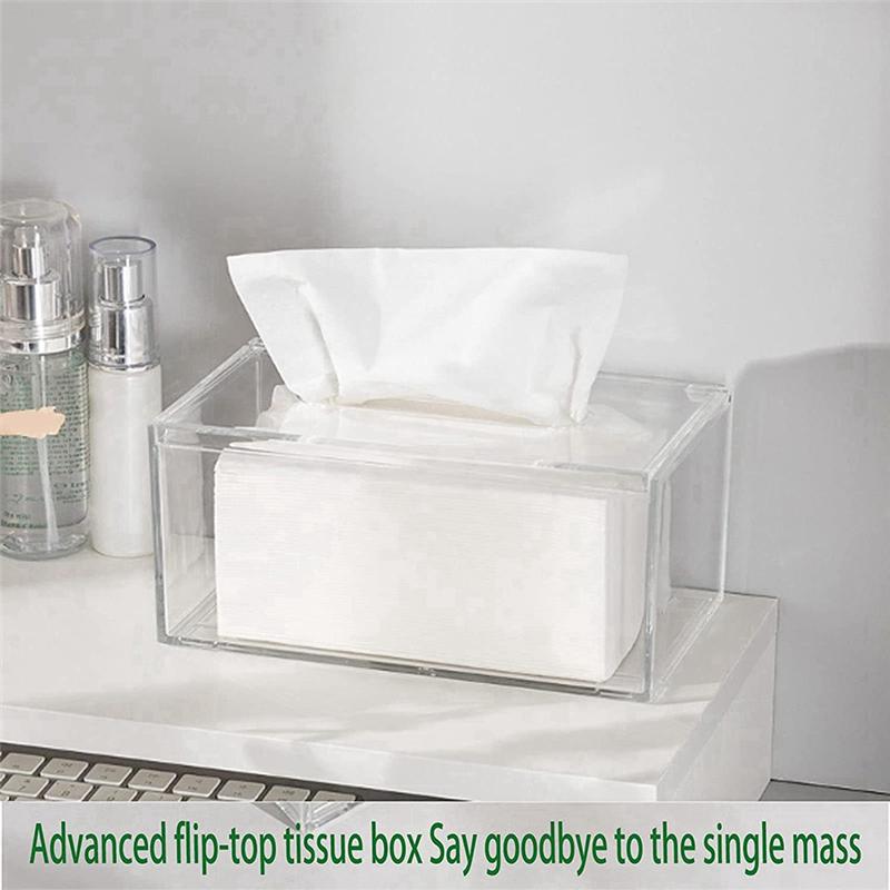 Practical-Acrylic Tissue Box Rectangular Transparent Tissue Box For Office, Home Bathroom Restaurant Lavatory Occasions