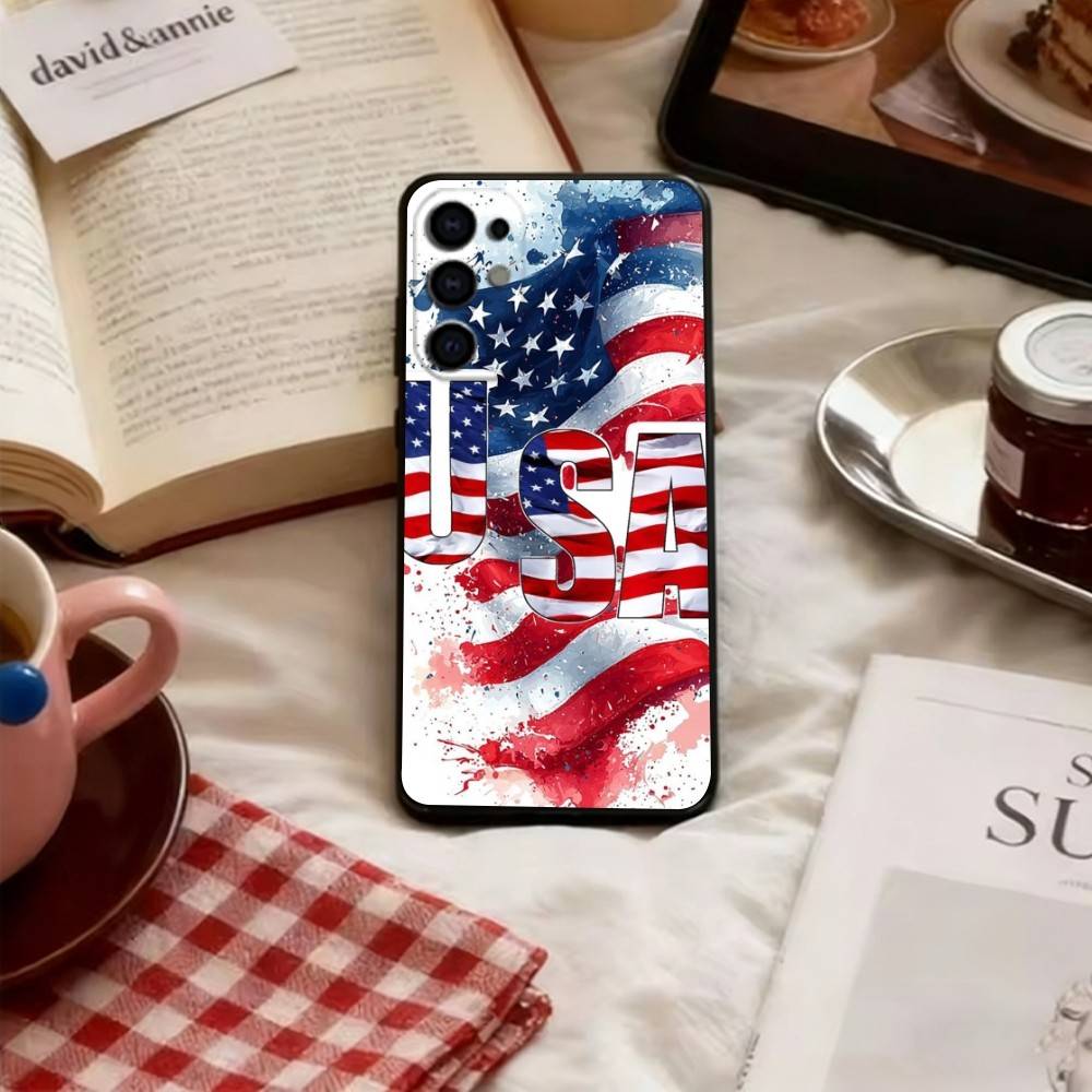 

Artistic American Flag Phone Case For Samsung S25,S24,S21,S22,S23,S30,Ultra,S20,Plus,Fe,Soft Silicone Black Cover Samsung S22plus5G