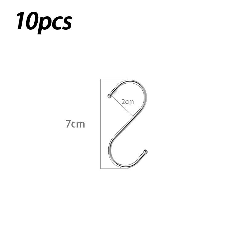 10Pcs Stainless Steel Metal S-Shaped Hooks Multi-Purpose Clothing Hanging Hooks