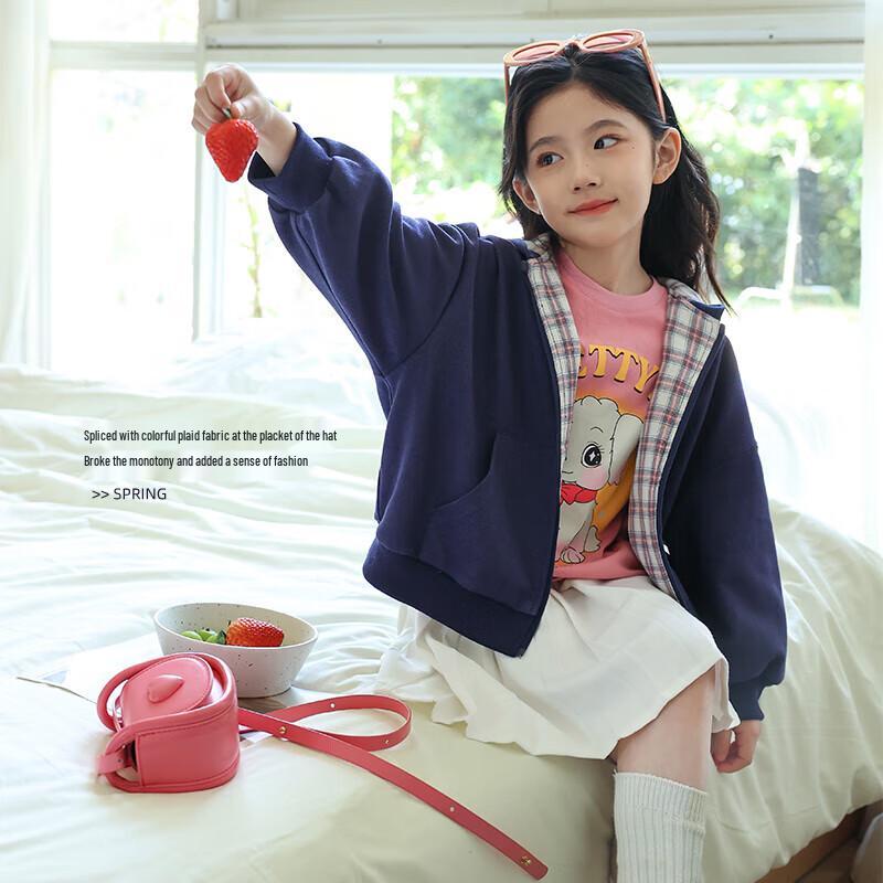 LUSON Girls Hooded Sweatshirt Cardigan 120