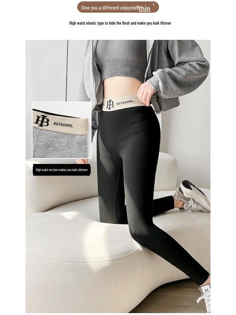 Samtverdickte Winter-Leggings: Warme, locker sitzende Bleistifthose mit hoher Taille