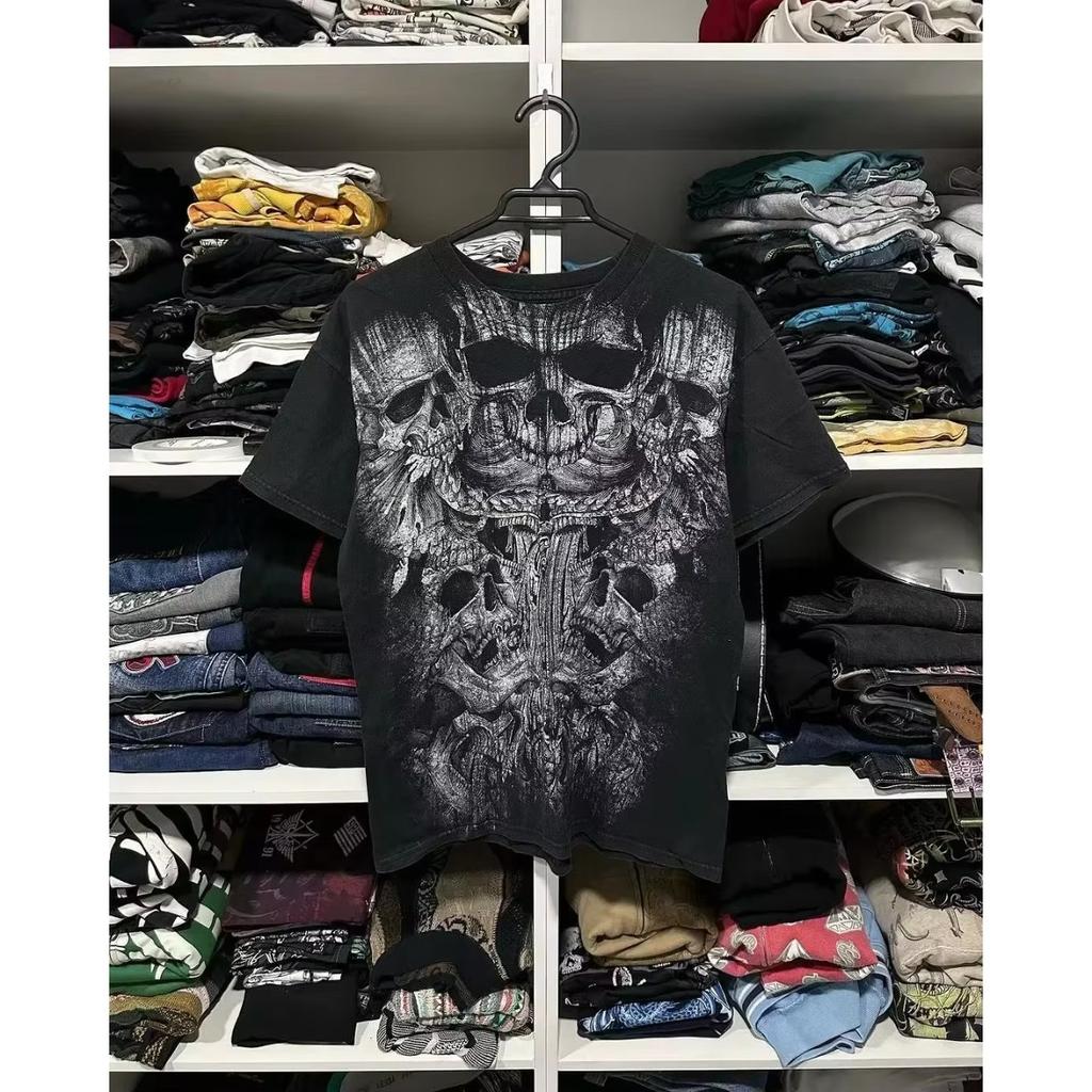 DRIPX 2000s Hip Hop Oversized T Shirt American Goth Retro Harajuku Letter Print Top Casual Tops New