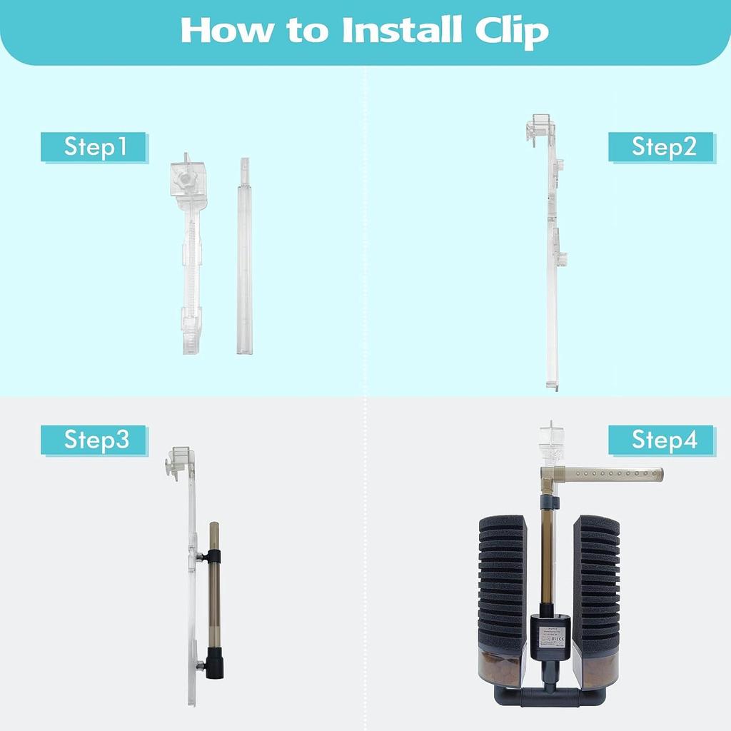 10-20 Gal Aquarium Sponge Filter with Pump,Electric Power Sponge Filter for Shrimp Betta Axolotl Betta Nano Fish Tank,Upgrade Clip Installation