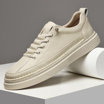 Fashion Hand-stitching Vulcanized Sneakers for Men New Trend Casual Leather Shoes Genuine Leather Mens Skateboard Shoes Tenis Masculino