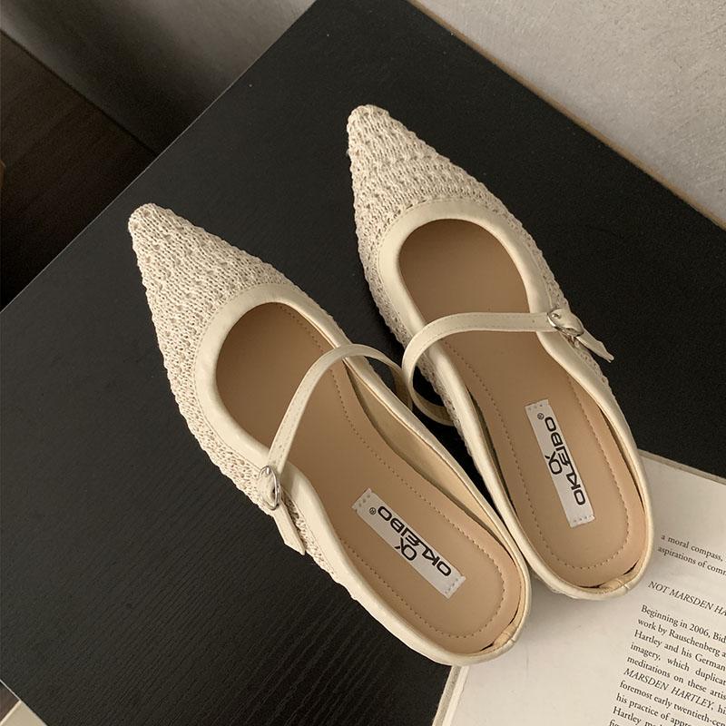 Fashion Fashion Weave Women Flats With Shoes Female Designer Buckle Shallow Footwear Slip On Ladies Flats Mary Janes Shoes Mules
