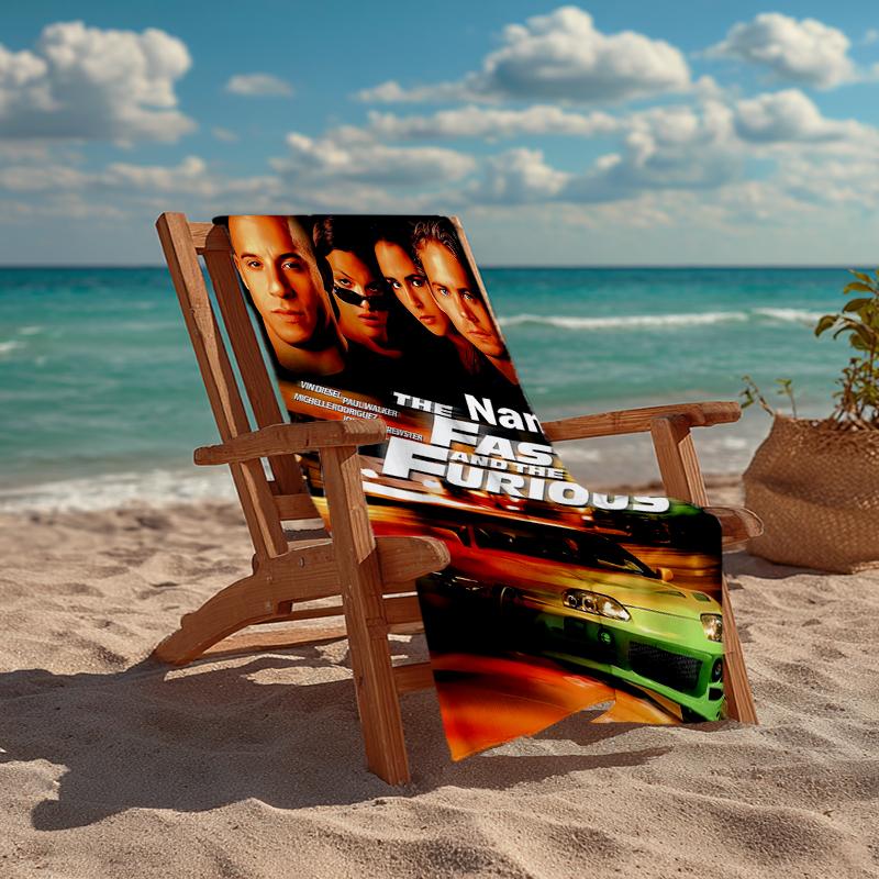 Custom Name Ultra-Soft Beach Towel with Fast & Furious Theme,Ideal for Pool - Camping, Diving - Perfect Travel Essential, Vibrant Beach Towel.