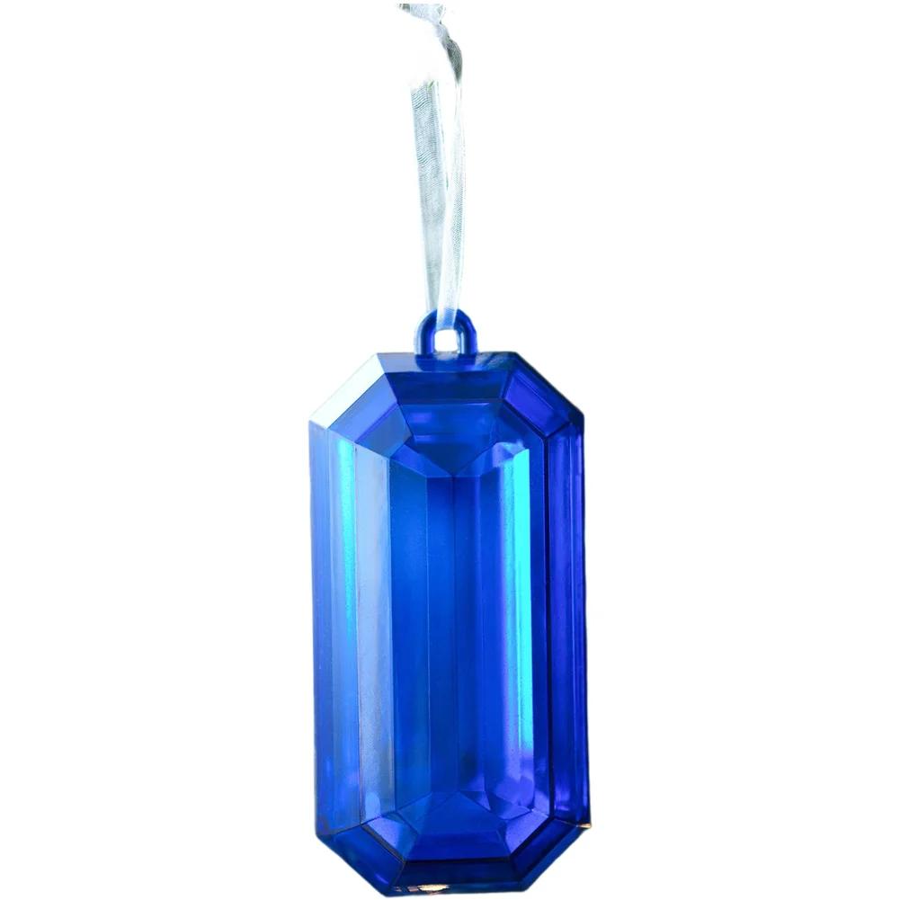 1pc Plastic Christmas Tree Ornaments Square Gemstone Pendant Colorful Snowflake Xmas Hanging Tree Pendants Home Party Decor