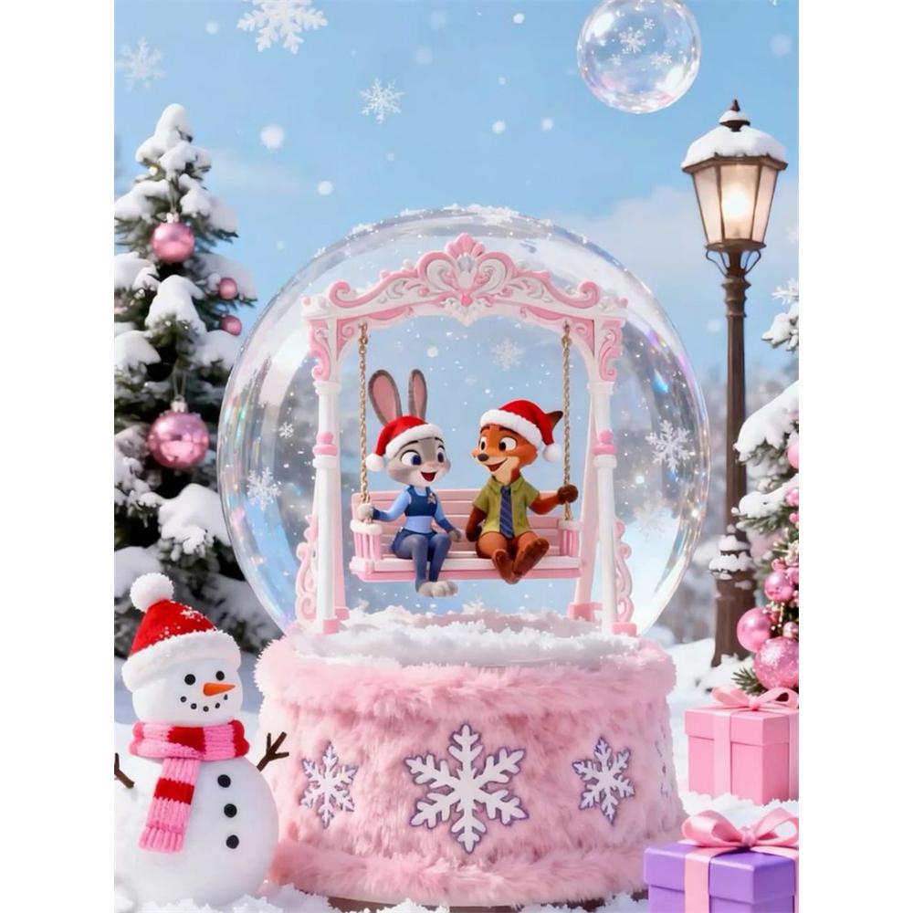

Disney Diamond Painting Zootopia Christmas Snow Ball Theme Cartoon Mosaic Diamond Cross Stitch DIY Gift Home Decoration Round 20x30cm