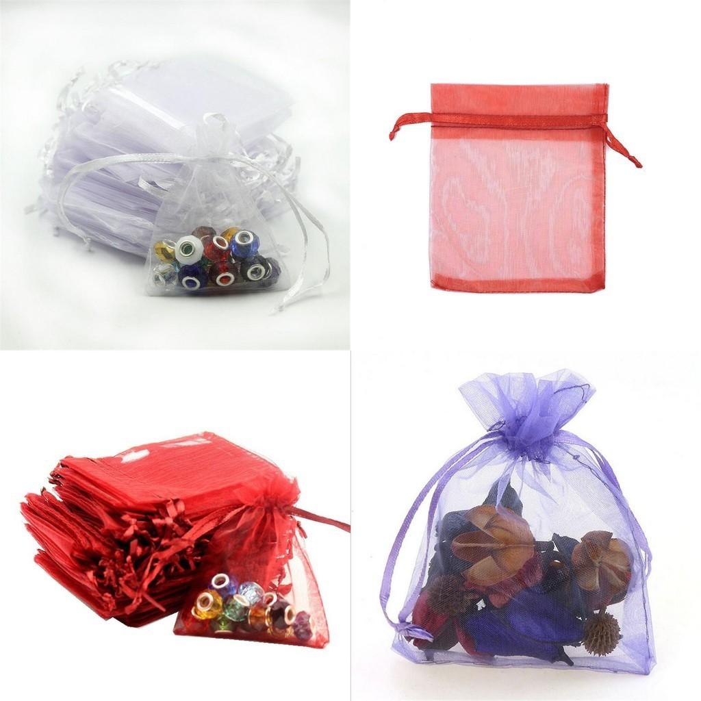 Elegant And Sheer 10pcs Drawable Organza Bags For Wedding Party Favors And Gifts