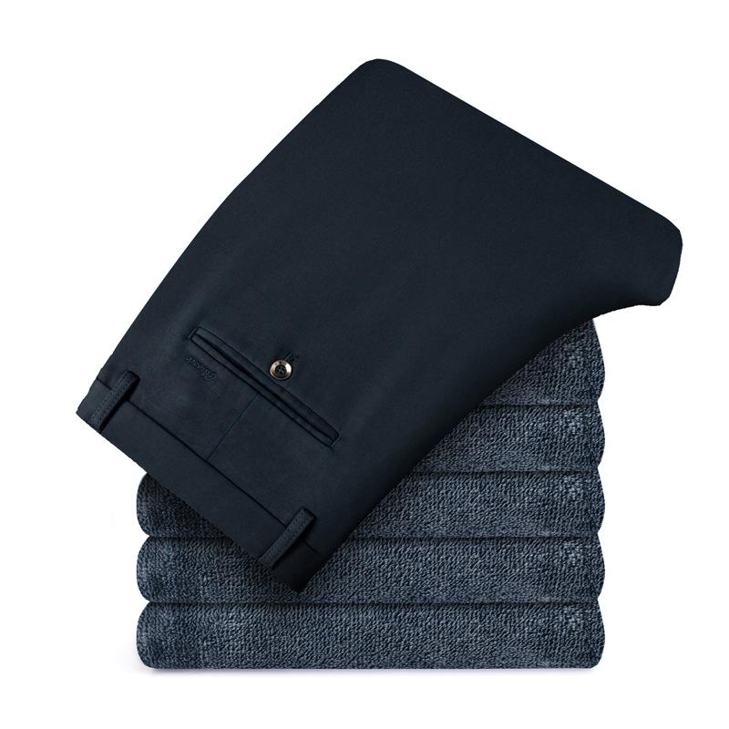 Autumn And Winter New Men'S Plush Casual Pants With Plush Thickened Business Loose Straight Leg Pants Men'S Western Pants Large Pants