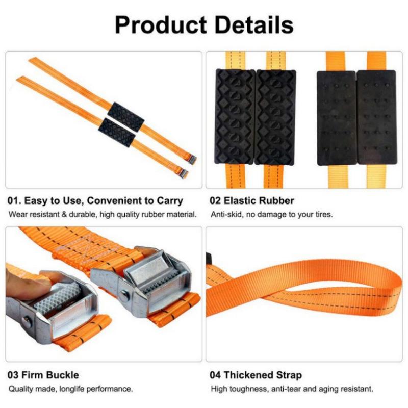 1PC Durable PU Anti-Skid Car Tire Traction Blocks With Bag Emergency Snow Mud Sand Tire Chain Straps For Snow Mud Ice