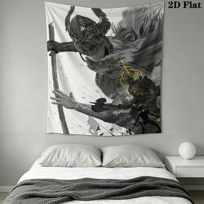 Elden Ring Dawn Wall Hanging Printed Fabric Blanket Decorative Tapestries for Bedroom Living Room Home Decor