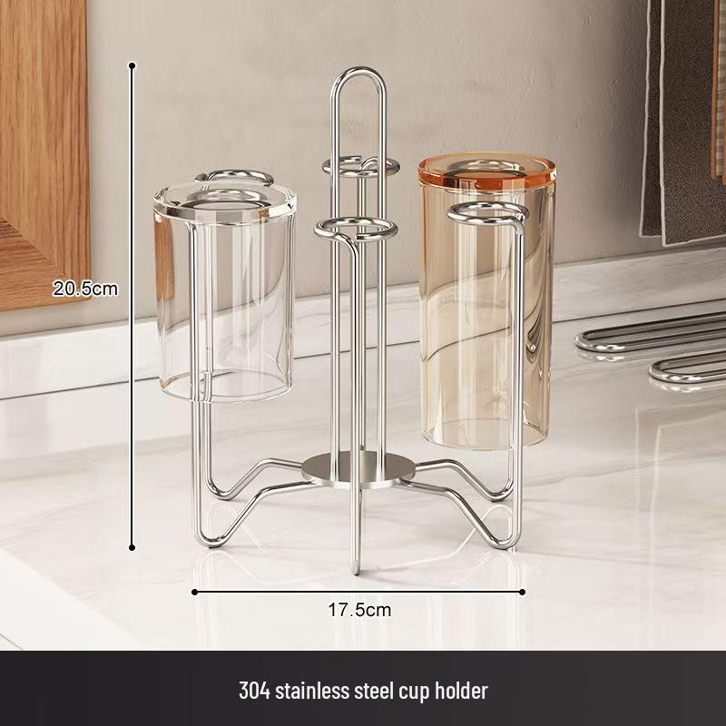 Stainless Steel Rotating Cup Holder & Draining Rack for Countertop