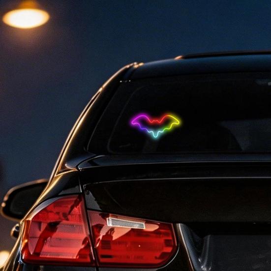 Solar Bat Shape LED Car Window Light Decorative Interior Atmosphere Lamp for Car Door Dashboard Triangle Window Unique Vehicle Accessory