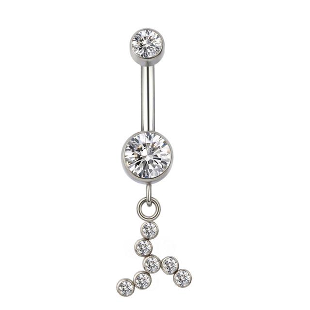 ASTM F136 Titanium PIERC Pendant Curved Navel Barbell Shiny CZ Sexy Belly Dance Earrings Bellybutton Helix Body Piercing Jewelry