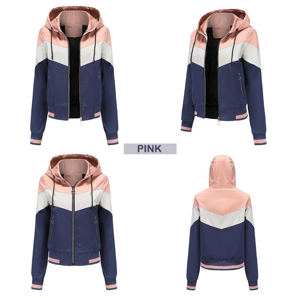 Women’s Windcheaters Thin Zipper Drawstring Hooded Jackets Light Rain Proof Short Trench Coat Spring Autumn Windbreaker Outdoor Casual Wear