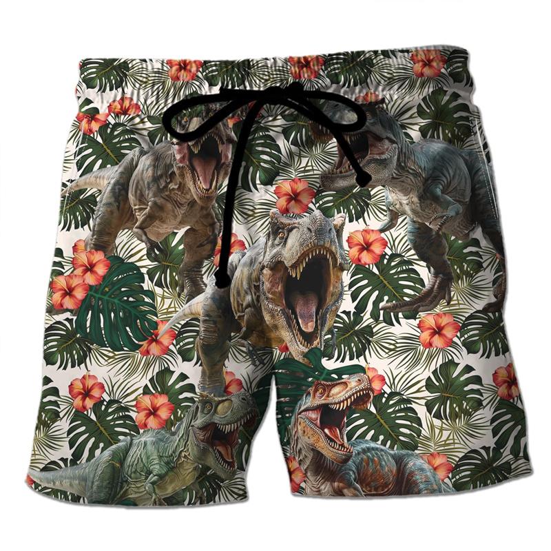 Funny 3D Printing Dinosaur Beach Shorts For Men Street Drawstring Swimming Trunks Kids Summer Animal Pattern Surfboard Shorts