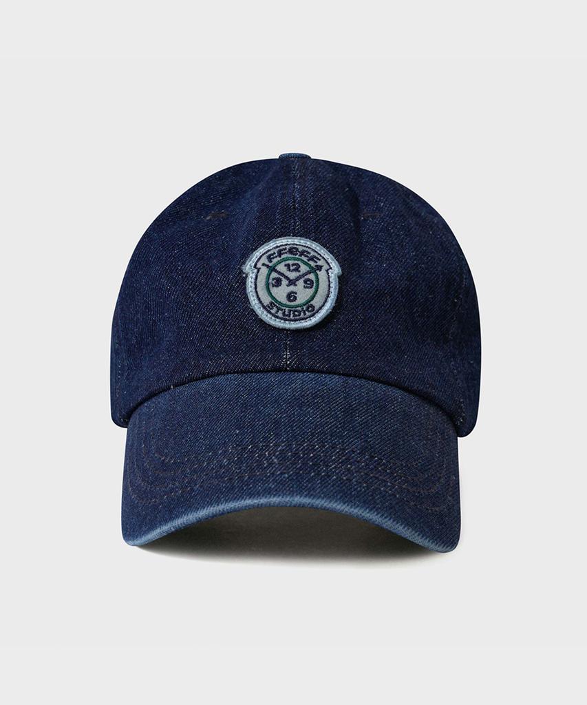 FFEFF STUDIO Vintage Washed Denim Wappen Ball Cap (Deep Blue)