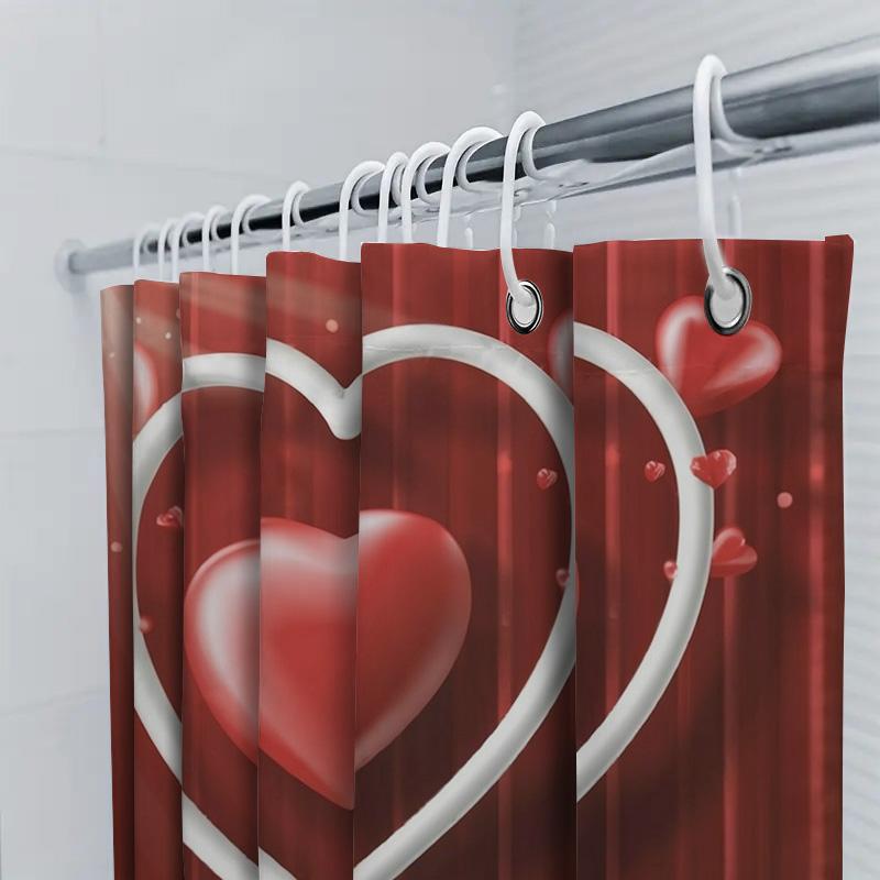 Red Heart Waterproof Shower Curtain