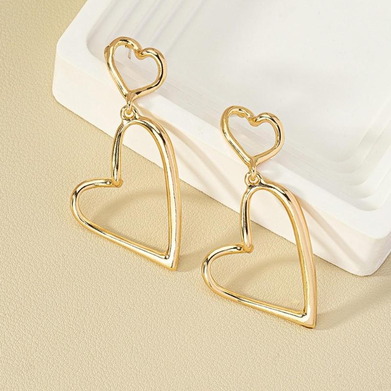 Vintage Double Love-heart Earrings Personality Earrings Retro French Style High Graded Ear Jewelry Valentines Gift
