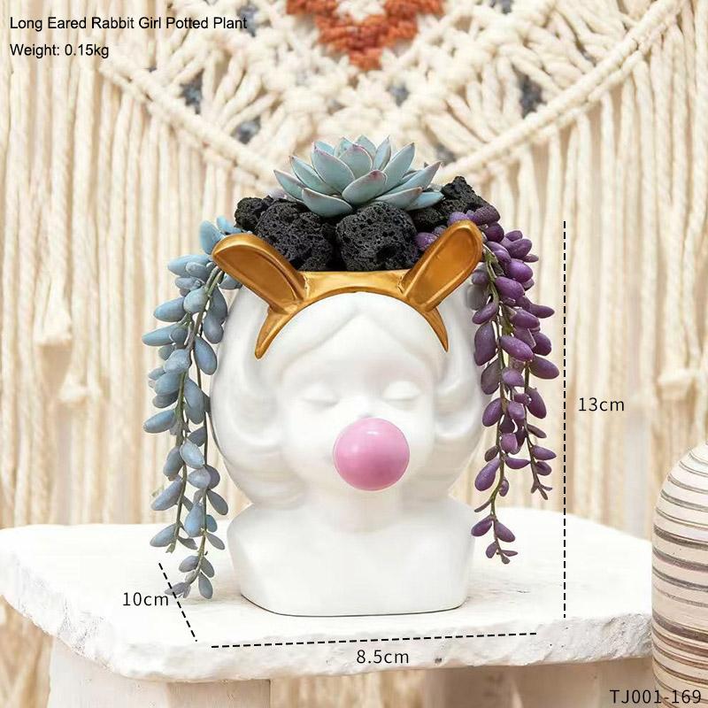 

Creative Girl Flowerpot Green Potted Plants Container Home Courtyard Garden Decor Resin Handicrafts Ornament Gift