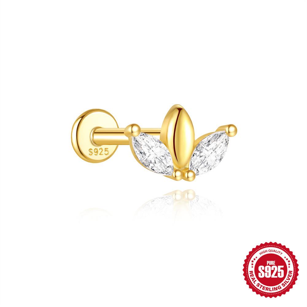 S925 Sterling Silver Horse Eye With Zircon Design Sense, A Simple, Small, Exquisite And Simple Earrings 16G Earrings