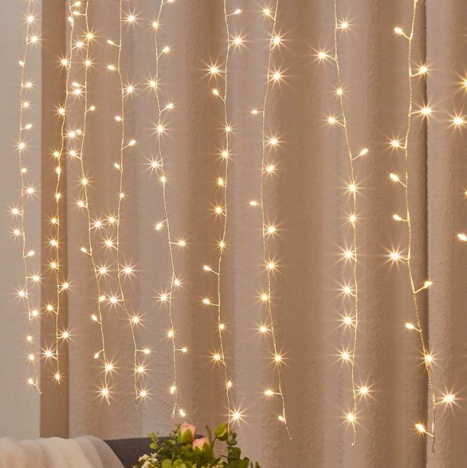 2025 Christmas Firecracker Copper Wire LED Curtain Lights - Festive String Decorative Lights