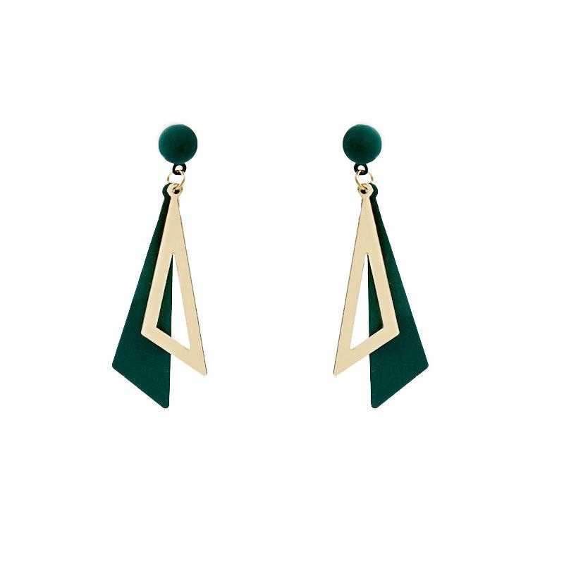 Silver needle Korean version geometric femininity simple earrings, atmospheric color fashion triangle earrings, fresh long ears