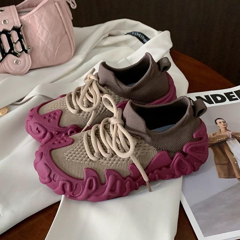 

Модная женская спортивная обувь Удобные легкие кроссовки Дышащая сетка Обувь на платформе Модная женская уличная повседневная обувь 35 фиолетовый