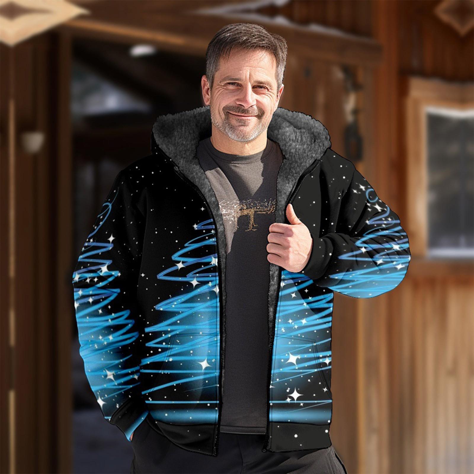 

Мужская куртка с рождественским принтом Мужская весенняя и повседневная трендовая куртка на молнии с капюшоном L