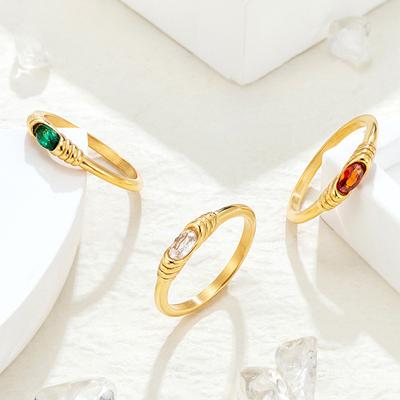 Mini Goose Egg Zircon Ring Women's Fashion Light Luxury Stacked Ring, Titanium Steel Electroplated Jewelry