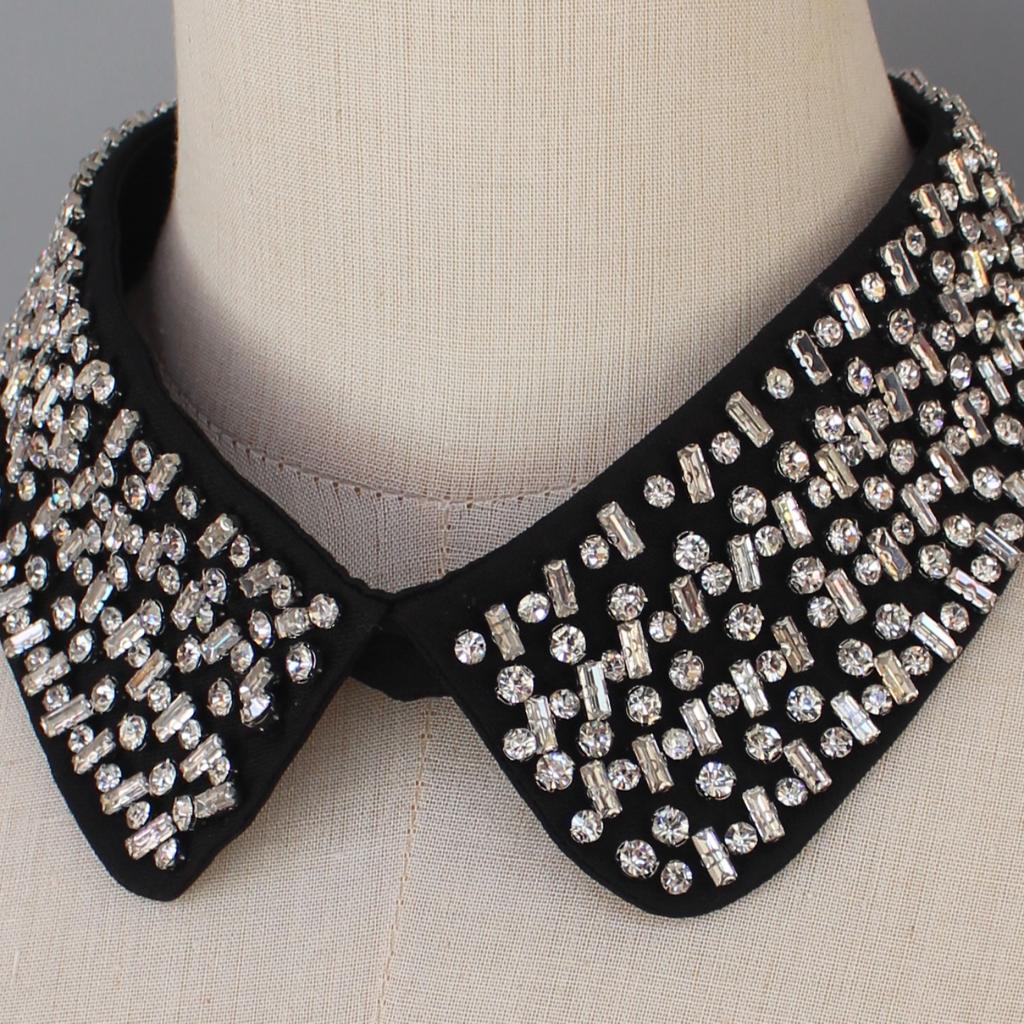 Perfect Match 1 Piece Of Luxurious Hand-Set Rhinestone Fake Collar For Ladies, A Neck Decoration With A Quick-Release Design. This Shiny And D