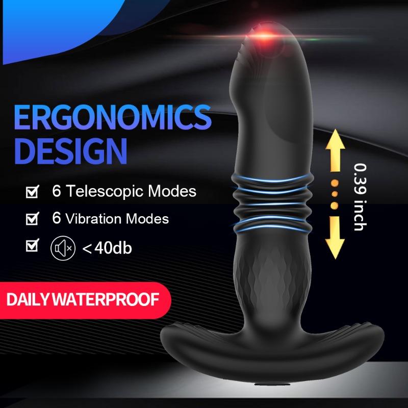 Thrusting Vibrating Prostate Massager Dildo Vibrator Sex Toys Anal Butt Plug