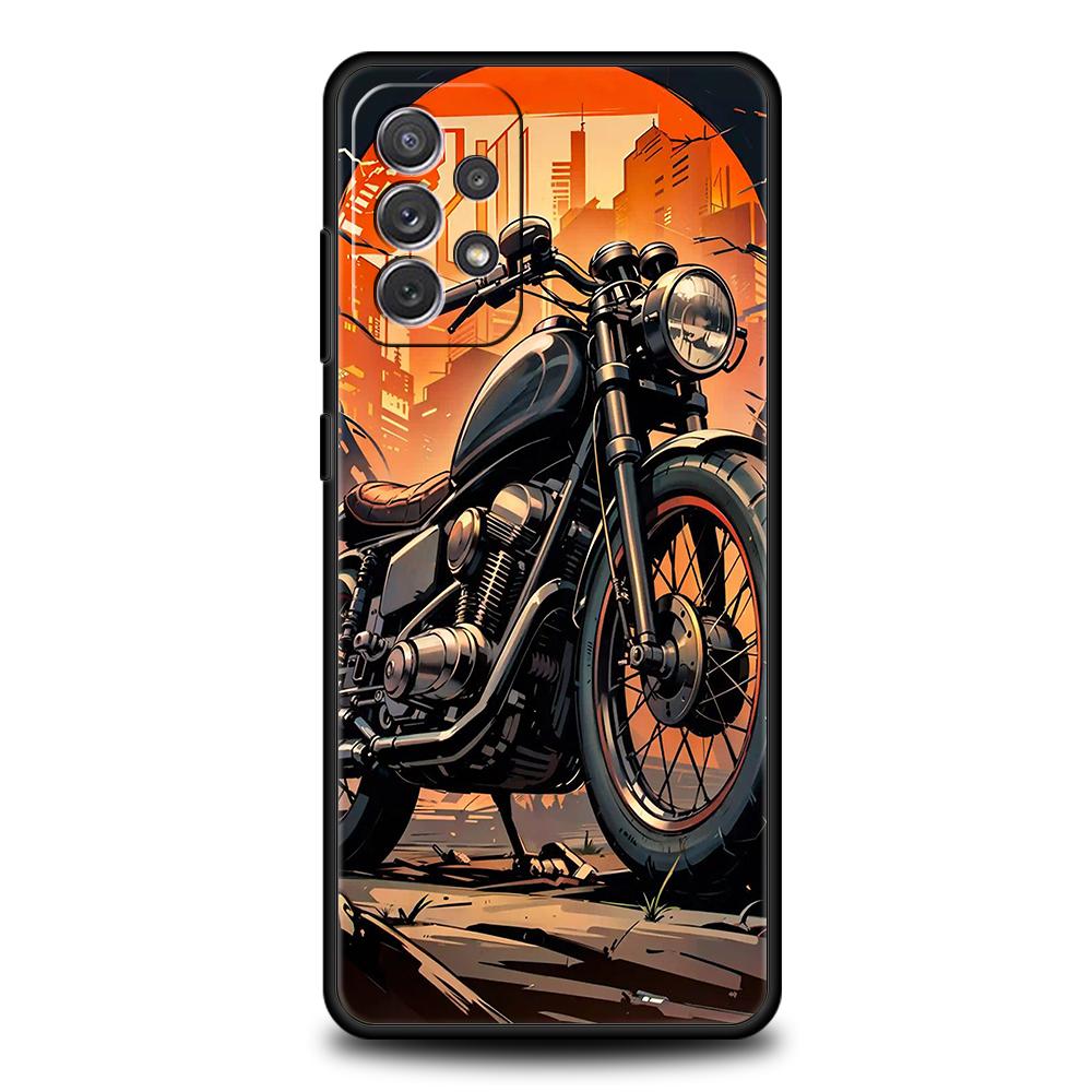 Colors Vintage Motorcycle Painted Phone Case for Samsung Galaxy A73 A55 A53 A51 A35 A33 A32 A25 A23 A22 A15 A13 A17 A07 Soft TPU