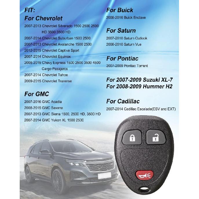 2-Pack Key Fob Replacement for Chevy Silverado 1500 2500 3500,Traverse Tahoe Equinox Suburban,GMC Acadia Savana Sierra Yukon, Buick Enclave, Saturn