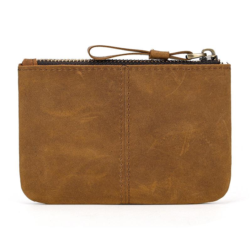 Men'S Crazy Horse Leather Change Bag Simple And Small Card Bag First Layer Cowhide Zipper Small Money Bag 9208