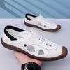 2025 Summer Shoes Men Flat Sandals Non-slip Soft Summer Brand Male Footwear Black White D485