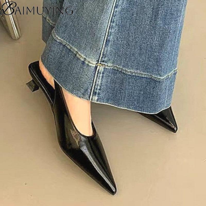 Mote Sexy Spiss Tå Mellomhæler Sandaler Damesko Slingback Sommer 2025 Trend Kjole Lær Pumps Nye Elegante Fest Sandalias Mujer