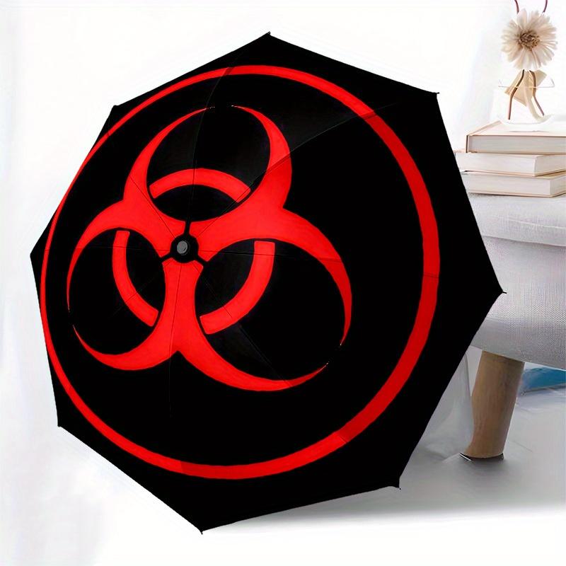 1pc Biohazard Symbol Warning Sign Umbrella with Plastic Handle,Suitable for All Seasons Home Travel Outdoor UmbrellaM1003