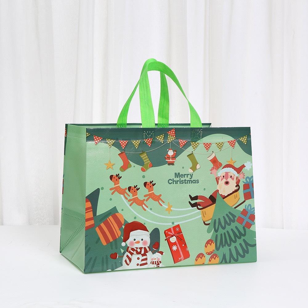 StoBag Christmas Non Woven Tote Bags Reusable Gifting Bags for Holiday Packaging Candy Cake Party Favors Retail Shopping Markets